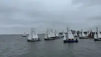 de start van de regionale scouting zeilwedstrijden in Yersekere op de Oosterschelde